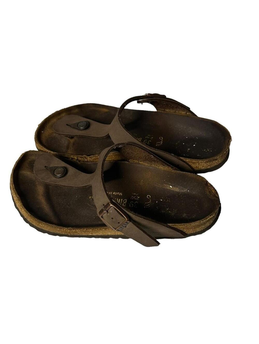 Birkenstock Gizeh Birkibuc Thong Sandals Brown Size 39 (US Women's 8-8.5) - Picture 1 of 16